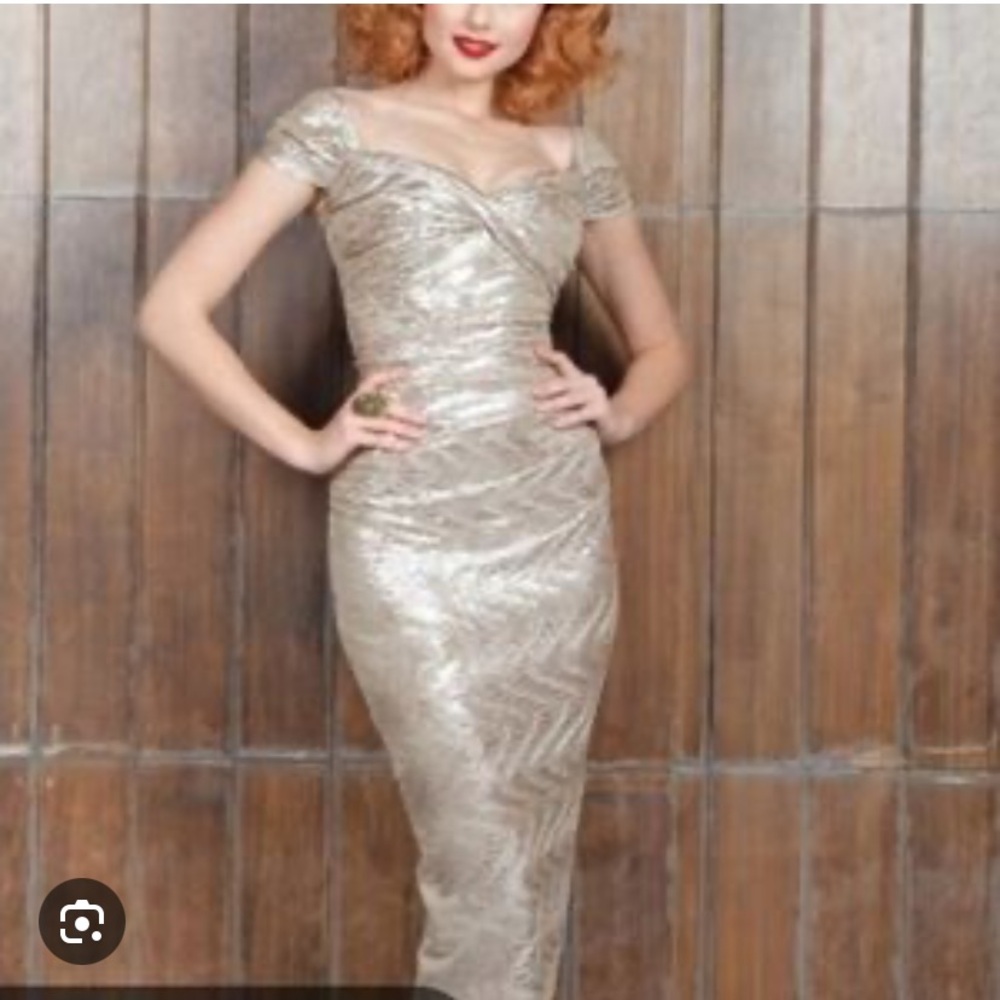 Like new stop staring gold wiggle dress